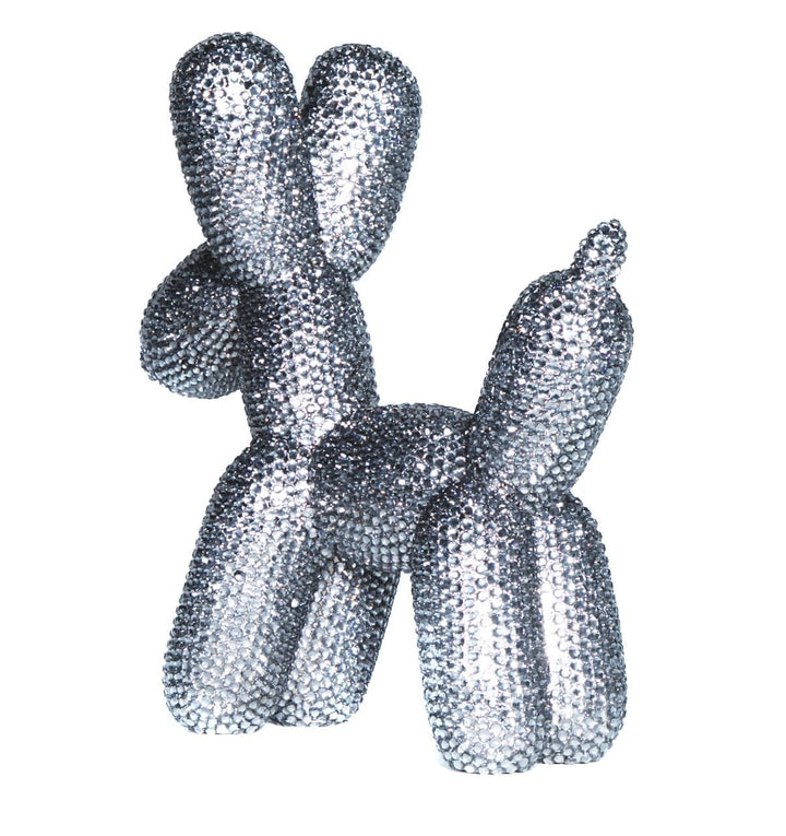 Koons Inspired Graphite Rhinestone Balloon Dog Bank ceramic