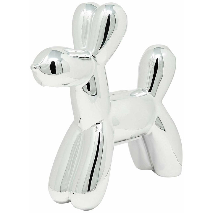 Mini Ceramic Dog Bank- Silver 7.5"