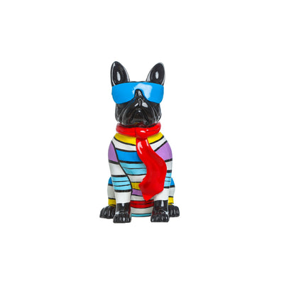 Dog With Blue Glasses Color Stripe - French Bulldog ceramic