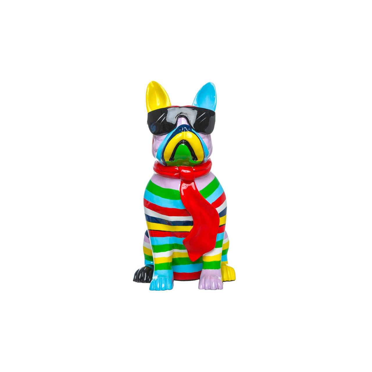 Dog With Black Glasses Color Stripe - French Bulldog ceramic