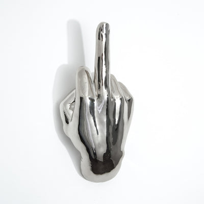 Middle Finger Wall Hanging : Silver ceramic