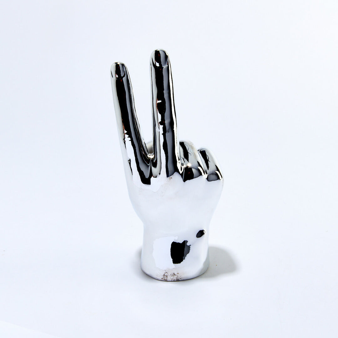 Silver Peace Sign Tabletop 8" Tall