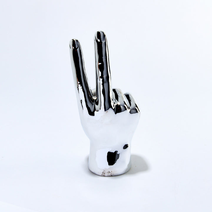 Silver Peace Sign Tabletop 8" Tall