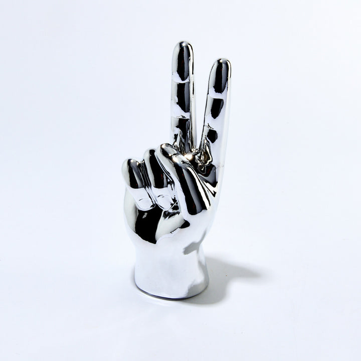 Silver Peace Sign Tabletop 8" Tall