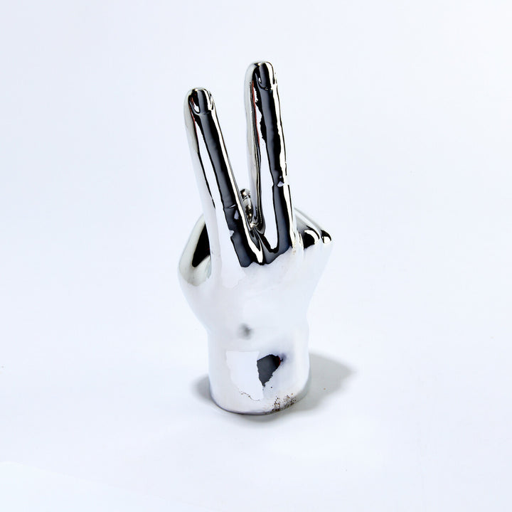 Silver Peace Sign Tabletop 8" Tall