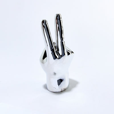 Silver Peace Sign Tabletop 8" Tall
