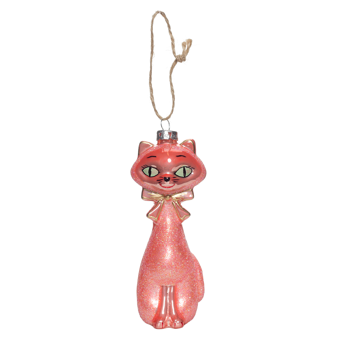 Kitschy Kitten Ornament - Coral