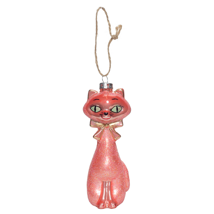 Kitschy Kitten Ornament - Coral