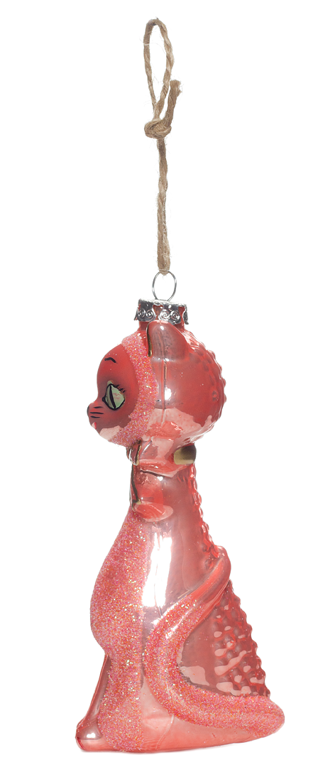 Kitschy Kitten Ornament - Coral