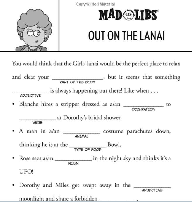 The Golden Girls Mad Libs - Just Fabulous Palm Springs