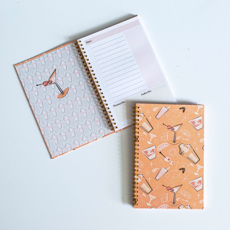 Mid century Modern Cocktail Spiral Notebook