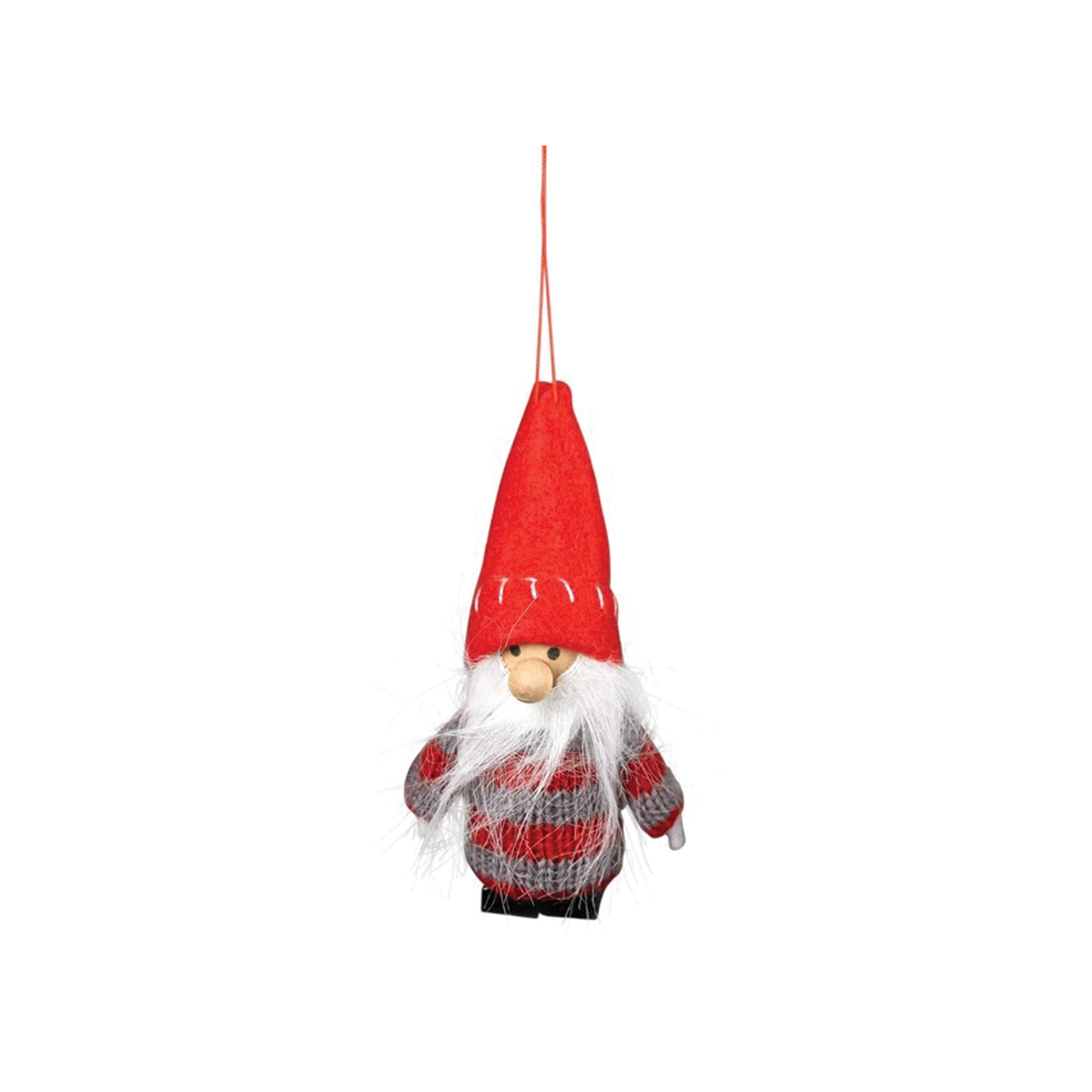 Gnome Santa Ornaments In Knit Sweater - Red