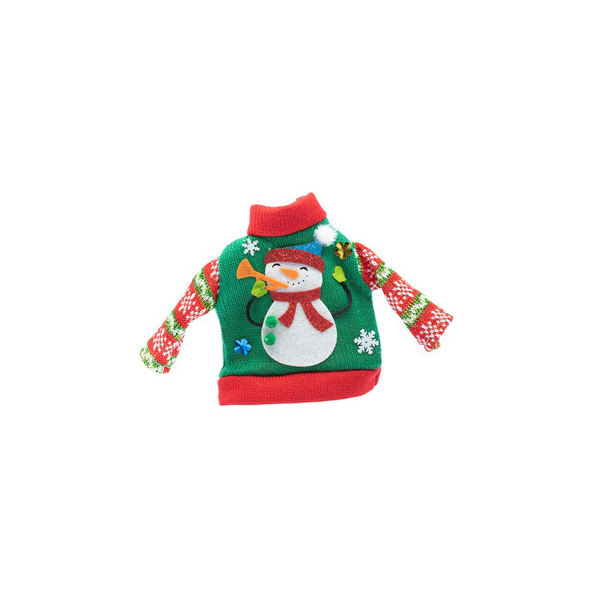 Snowman Ugly Sweater Bottle Covers Ornament