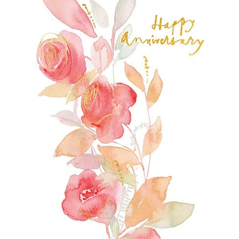 Watercolor Floral Anniversary Greeting Card