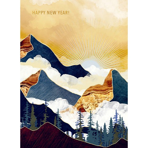 Misty Peaks New Year Holiday Card