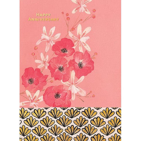 Red Flowers Anniversary Greeting Card