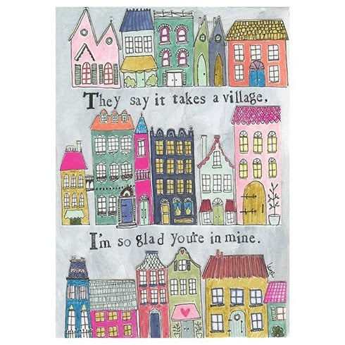 Takes A Village Thank You Greeting Card - Just Fabulous Palm Springs