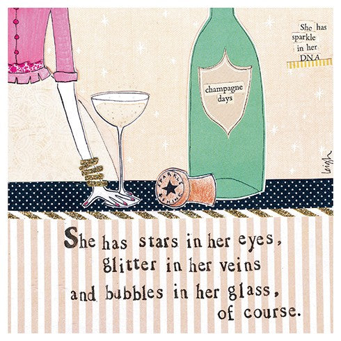 Bubbles In Her Glass Birthday Card