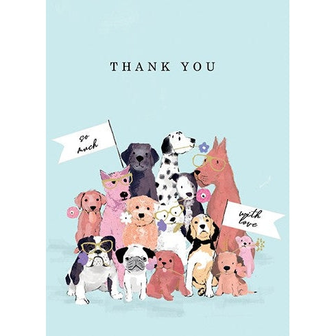 Crowd Of Dogs Thank You Greeting Card