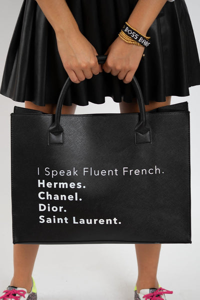 Vegan Leather Tote - Fluent French (Black)