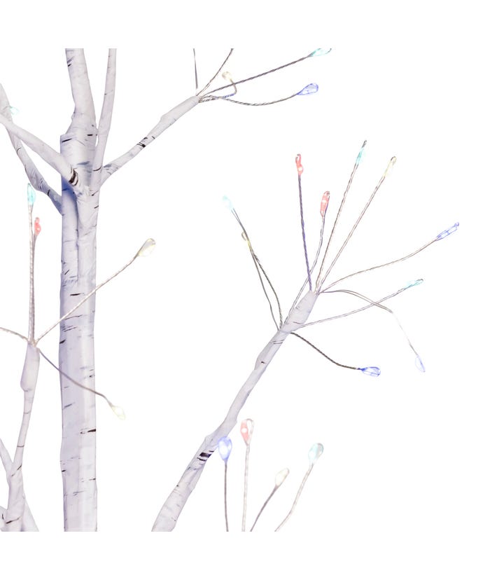 White Birch Twig Tree Pre-Lit w/ Multicolor LED Lights - 5 Feet