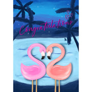 Flamingos Wedding Greeting Card - Just Fabulous Palm Springs
